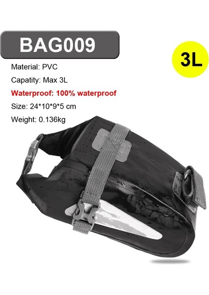 BAG009 Siyah 3l Stili Bisiklet Çantası Su Geçirmez L Büyük Kapasiteli Bisiklet Eyer Çantası Bisiklete Binme Katlanabilir Kuyruk Arka Çanta Dağ Bisikleti Yol Gövdesi Bisiklet Çantası (Yurt Dışından)