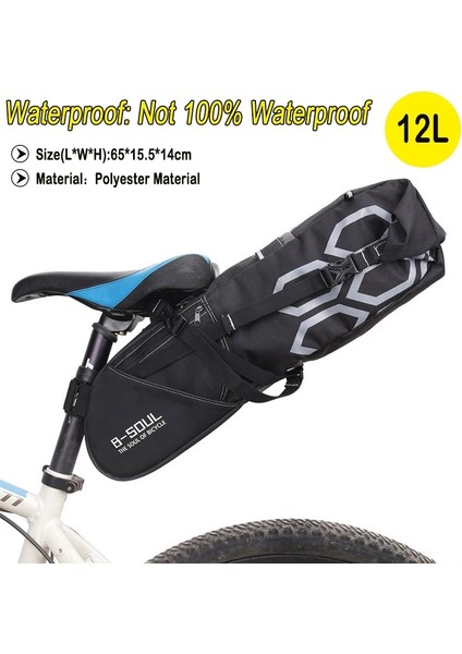 82143 Siyah 12L Stili 2 L 12L Su Geçirmez Bisiklet Eyer Çantası, Mtb Yolu Için Bisiklet Bisiklet Çantası, Büyük Kapasiteli Katlanabilir Kuyruk Arka Çanta Gövde Bikepacking (Yurt Dışından)