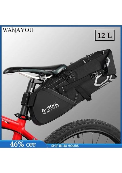 82143 Siyah 12L Stili 2 L 12L Su Geçirmez Bisiklet Eyer Çantası, Mtb Yolu Için Bisiklet Bisiklet Çantası, Büyük Kapasiteli Katlanabilir Kuyruk Arka Çanta Gövde Bikepacking (Yurt Dışından) modelleri
