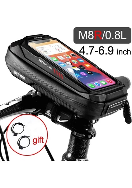 M8R 0.8l Stili Wıld Man Bisiklet Çantası 1.8l Çerçeve Ön Tüp Bisiklet Çantası Su Geçirmez Telefon Kılıfı Tutucu Dokunmatik Ekran Çanta Bisiklet Aksesuarları (Yurt Dışından)