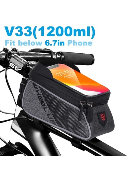 V33 Stili Diğer Bisiklet Çantası Telefon Tutucu Kılıf Su Geçirmez Dağ Yolu Çerçevesi Ön Bisiklet Çantası Pannier Eyer Koltuk Gidon Bisiklet Aksesuarları (Yurt Dışından)