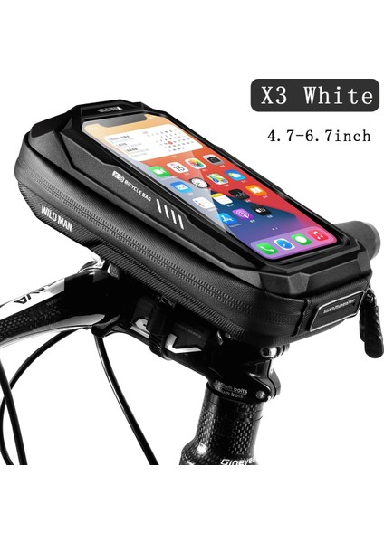 X3 Beyaz Stil Wıld Man Bisiklet Dokunmatik Ön Çerçeve Çanta Eva Çift Fermuarlı Telefon Kılıfı Mtb Bisiklet Bisiklet Aksesuarları Bisiklet Çantası (Yurt Dışından)