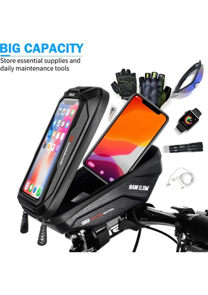 X3 Beyaz Stil Wıld Man Bisiklet Dokunmatik Ön Çerçeve Çanta Eva Çift Fermuarlı Telefon Kılıfı Mtb Bisiklet Bisiklet Aksesuarları Bisiklet Çantası (Yurt Dışından) fırsatları