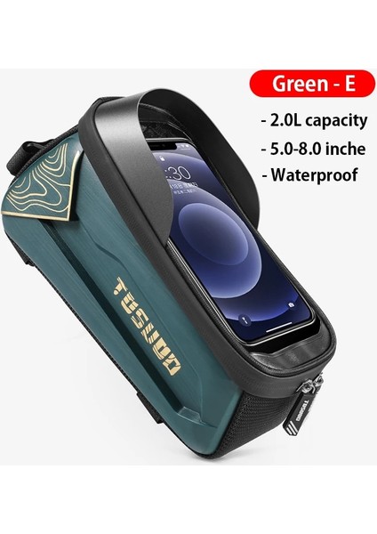 2l Yeşil E Stili L Beden Tosuod Bisiklet Çantası 1.8l Çerçeve Ön Tüp Yağmur Geçirmez Bisiklet Çantası Bisiklet Su Geçirmez Telefon Kılıfı 8 Inç Dokunmatik Ekran Sert Kabuk Çanta (Yurt Dışından)