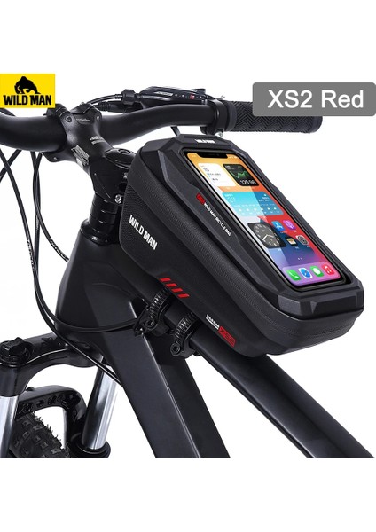 Xs2 Kırmızı Stil Vahşi Adam Dağ Bisikleti Dokunmatik Ekran Ön Çerçeve Saklama Çantası Mtb Bisiklet Üst Tüpü Sert Kabuk Bisiklet Pannier Kılıfı Için 6.6 Inç (Yurt Dışından)