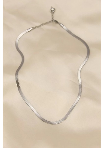 316 L Çelik Silver Renk 45 cm İtalyan Zincir Model Kadın Kolye