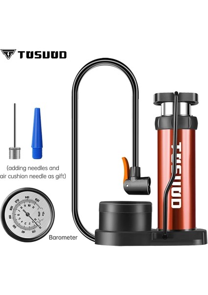 Guage Kırmızı A Stili ile Tosuod Bisiklet Pompası Ultra-Hafif Taşınabilir Mtb Bisiklet Şişirme Ayak Bomba De Ar Bicicleta Yüksek Basınçlı Bisiklet Barometre Pompası (Yurt Dışından)