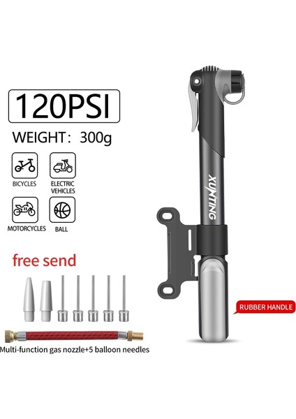 M2108A Siyah Stil Xunting Taşınabilir Bisiklet Pompası Mini El Pompası Bisiklete Binme Hava Pompası Top Oyuncak Lastik Şişirme Schrader Bisiklet Dağ Bisikleti Süper Pompalar (Yurt Dışından)