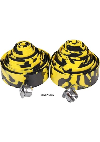 Siyah Sarı Stil Yeni Varış Rahat Bisiklet Kolu Kemer Yol Bisikleti Gidon Bandı Sarma * 2 Bar Fişli Bisiklet Bar Bandı (Yurt Dışından)