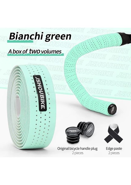 Bianchi Yeşil Tarzı Jshou Bisiklet Gidon Bant Bisiklet Deri Delikli Nefes Alabilir Yumuşak Pu Kaymaz Mtb Sabit Kolu Kemer Aksesuarları (Yurt Dışından)