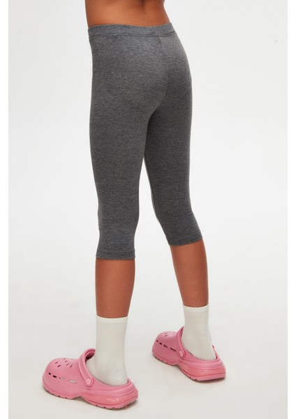 Koyu Gri Basic Kız Çocuk Diz Altı Tayt Kapri fırsatları