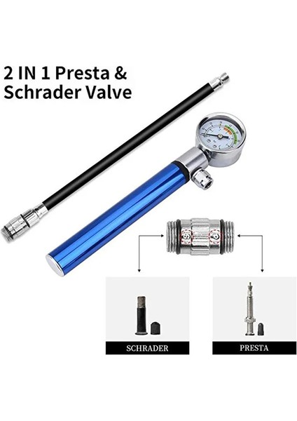 Siyah Stil Ultralight Mini Mtb Bisiklet Hava Pompası Basınç Göstergesi ile Taşınabilir Bisiklet Lastik Şişirme El Pompası (Yurt Dışından)