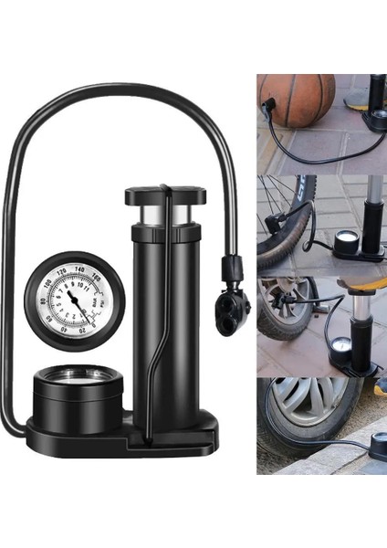 Gümüş Tarzı 40% Sıcak Taşınabilir Pedal Tipi Motosiklet Araba Bisiklet Lastiği Pompası Şişirme ile Basınç Göstergesi (Yurt Dışından) fiyatları