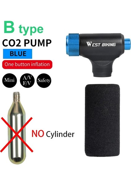 B Tipi Mavi Tarzı Batı Bıkııng Bisiklet Co2 Şişirme Bisiklet Pompası Lastik Tamir Takımı Schrader Presta Valf Adaptörü Mtb Dağ Bisikleti Mini El Pompası (Yurt Dışından)