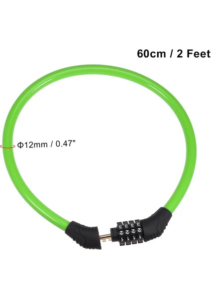 60CM Yeşil Stil x Autohaux Evrensel Bisiklet Kilidi 4 Haneli Kod Kombinasyonu Güvenlik cm Çelik Kablo Bisiklet Bisiklet Kilidi Hırsızlığa Karşı (Yurt Dışından)
