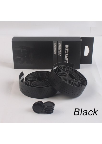 Siyah Stil Profesyonel Yol Bisikleti Gidon Sargısı Yumuşak Pu + Eva Yol Bisikleti Kolu Bant Renkli Damla Çubuğu Kayışı 2 Bar Fişleri Bisiklet Parçası (Yurt Dışından)