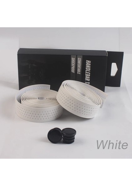 Beyaz Stil Profesyonel Yol Bisikleti Gidon Sargısı Yumuşak Pu + Eva Yol Bisikleti Kolu Bant Renkli Damla Çubuğu Kayışı 2 Bar Fişleri Bisiklet Parçası (Yurt Dışından)