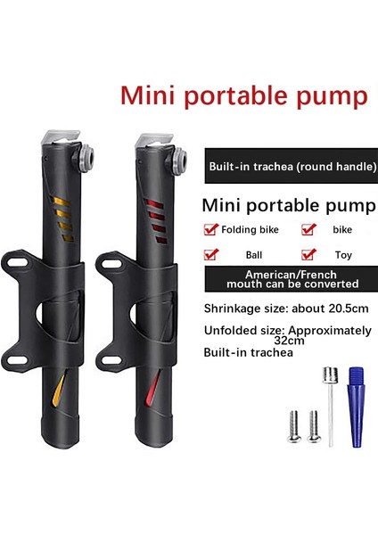 Siyah Kırmızı Stil Mini Bisiklet Pompası Yüksek Basınçlı Ultra Hafif Dağ Bisikleti Hava Şok Pompası Taşınabilir Ev Basketbol Şişirme Bisiklet Aksesuarları (Yurt Dışından)