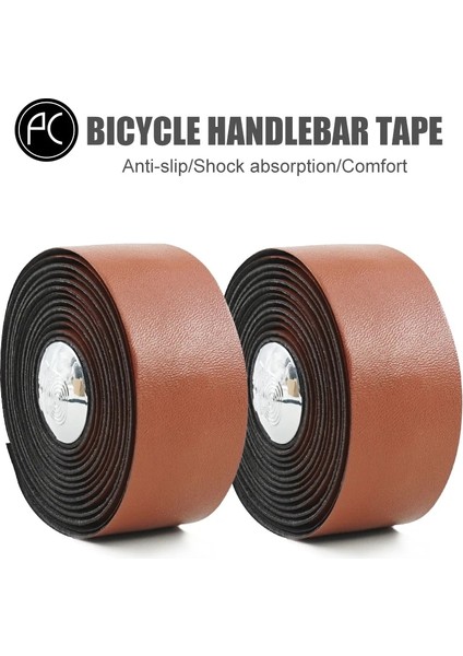 Kahverengi Tarzı Pcycling Bisiklet Gidon Bandı Kahverengi Sığır Derisi Desen Mtb Yol Bisikleti Bisiklet Kolu Bandı Aşınmaya Dayanıklı Kemer Sargısı +2 Bar (Yurt Dışından)