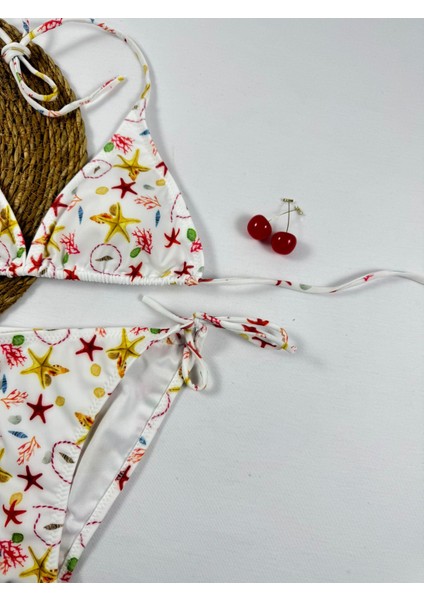 Deniz Yıldızı Desenli Üçgen Ipli Slip Kadın Bikini Takımı fiyatları