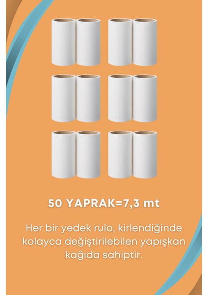 Tüy Toplayıcı Rulo 50 Yaprak Yapışkanlı + 2+1 Yedek Rulo (Kedi - Köpek Tüy Toplayıcı) fırsatları