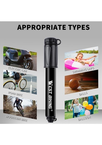 Siyah Stil Taşınabilir Bisiklet Pompası Mini El Bisiklet Şişirme Yüksek Basınçlı Basketbol Şişme Ar Hava Bisiklet Pompası Top Hava Şişirme (Yurt Dışından) modelleri