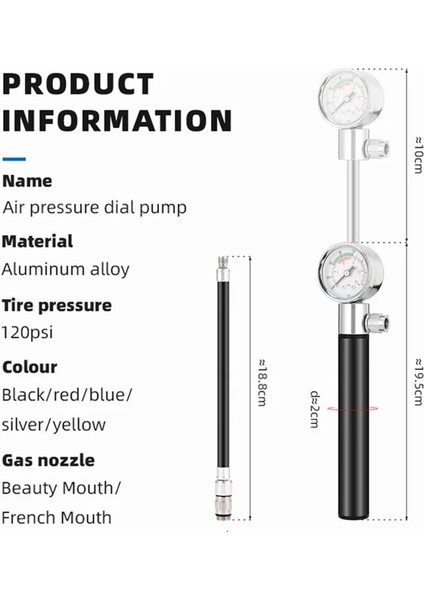 Mavi Stil Yüksek Basınçlı Mtb Bisiklet Şişirme Taşınabilir Alüminyum Alaşımlı El Gaz Dolu Pompa Bisiklet Futbol Topları Için Hortumlu Açık Hava Araçları (Yurt Dışından)