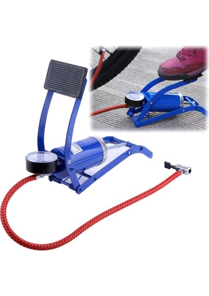 Mavi Stil Pedal Şişirme Yüksek Basınç Ayak Pedalı Hava Pompası Tek Çift Silindir Şişirme Mtb Yol Bisikleti Pompası Araba Şişme Scooter (Yurt Dışından) fiyatları