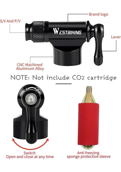 B Tipi Kırmızı Stil Batı Bıkııng Bisiklet Co2 Şişirme Bisiklet Pompası Lastik Tamir Takımı Schrader Presta Valf Adaptörü Mtb Dağ Bisikleti Mini El Pompası (Yurt Dışından)