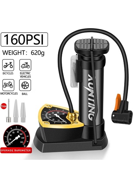 M43B-01 Siyah Stil Xunting Bisiklet Mini Zemin Pompası Taşınabilir Bisiklet Lastik Pompası El Mtb Bisiklet Pompası Basınçlı Presta Schrader Dunlop Valfler Bomba (Yurt Dışından)