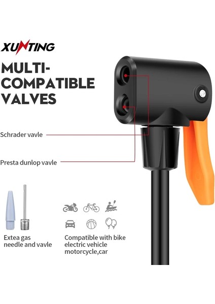 M43B-01 Siyah Stil Xunting Bisiklet Mini Zemin Pompası Taşınabilir Bisiklet Lastik Pompası El Mtb Bisiklet Pompası Basınçlı Presta Schrader Dunlop Valfler Bomba (Yurt Dışından) fiyatları