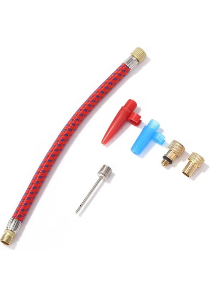 Kırmızı Stil Et Bisiklet Lastiği Lastik Tekerlek Hava Pompası Adaptörü Top Şişirme Iğnesi Mtb Dağ Bisikleti Vana Konnektör Hortum Seti (Yurt Dışından)