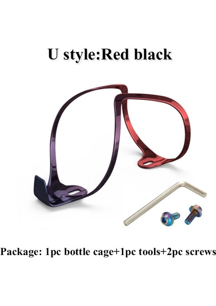 U-Kırmızı Siyah 1 Adet Tarzı Mtb Bisiklet Su Şişesi Tutucu Titanyum Alaşımlı Dağ Bisikleti Şişe Kafesi Ultralight Bisiklet Içecek Su Bardağı Raf Aksesuarları (Yurt Dışından)
