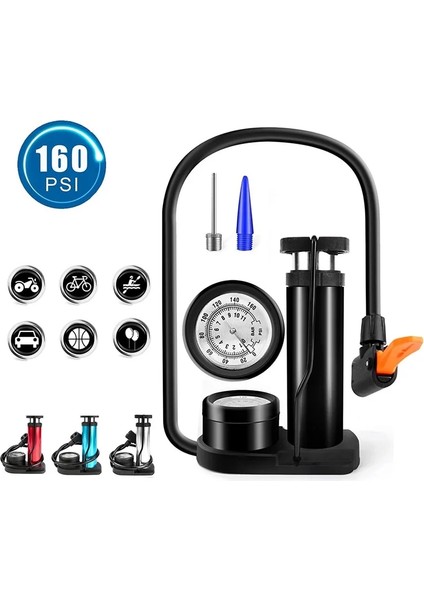 Barometre Stili ile Mini Bisiklet Pompası Ayak Pompası Yol Taşınabilir Hava Bisiklet Pompası Kompresör Mtb Pedalı Lastik Şişirme Bisiklet Pompası Yüksek Basınç 1 Takım (Yurt Dışından)