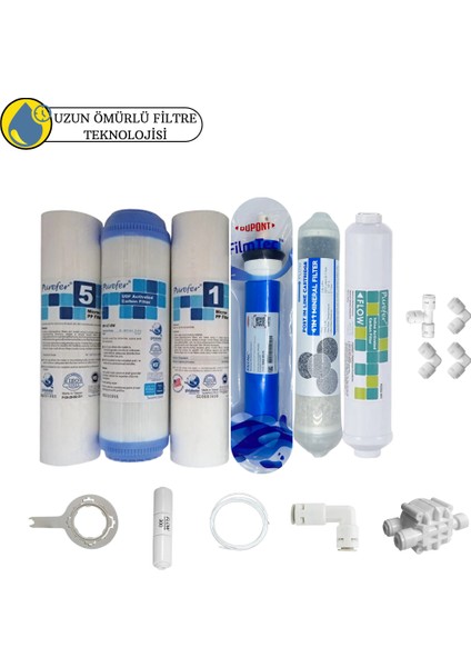 Purefer Açık Kasa Çift Sedimentli Sertifikalı 6 lı Filmtec Dupon Mebran Şeffaf 4lü Mineral