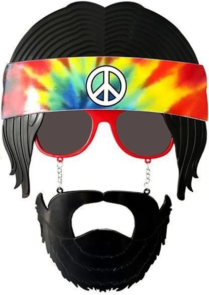Siyah Saçlı Bandana Tasarımlı Hippi Parti Gözlüğü 26X18 cm fiyatları