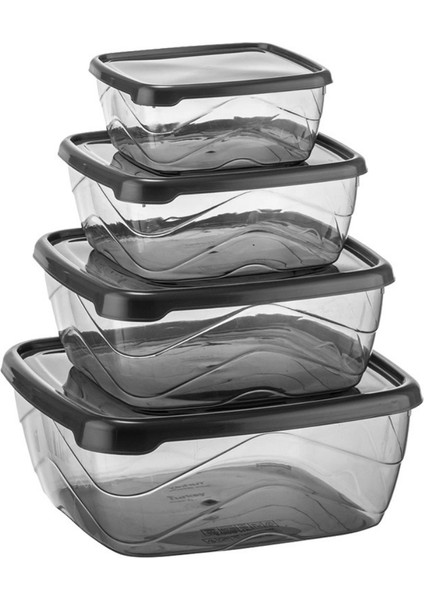 Kare Saklama Kabı 4'lü (500-900-1500-2500 Ml)