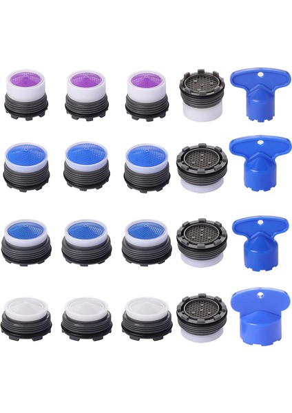 20 Adet Musluk Havalandırıcılar, M16.5 .5 M21.5 M24 Musluk Önbellek Havalandırıcı Su Tasarrufu Akış Kısıtlayıcı Anahtar Kaldırma Anahtarı ile (Yurt Dışından)