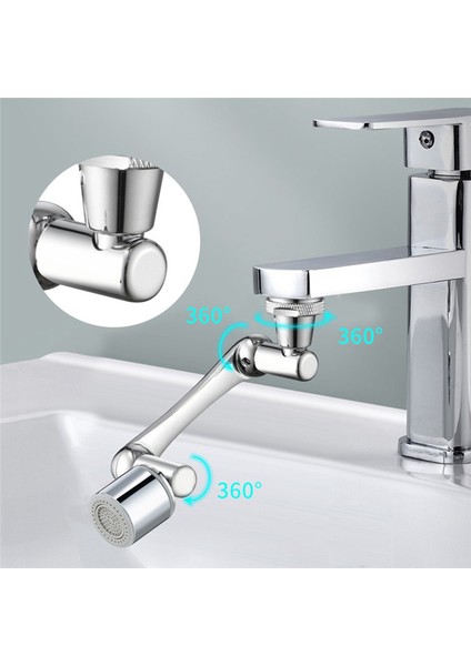 Parça 1440° Dönen Katlanabilir Musluk Genişletici Havalandırıcı Gümüş Pirinç, Iki Su Çıkış Modu ile Evrensel Sıçrama Filtresi Musluk (Yurt Dışından) indirimleri