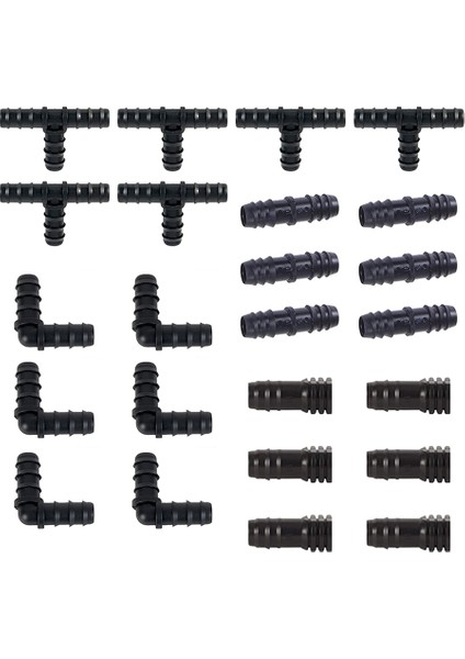 Lkpcıgcxm Damlama Borusu Için Sulama Bağlantı Parçaları Kiti -6 Tee, 6 Kaplin, 6 Uç, 6 Dirsek - 16MM Uyumlu Damla Yağmurlama Sistemleri (Yurt Dışından)