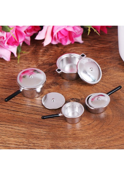 Adet 1:12 Evcilik Minyatür Metal Mini Tencere Seti Bebek Evi Mutfak Mobilyaları (Yurt Dışından)