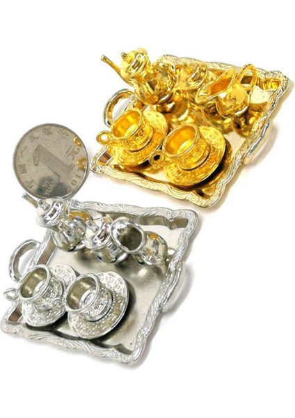 10 Adet/takım 1: 12 Dollhouse Mobilya Minyatür Yemek Gereçleri Metal Çay Bardağı Plaka Seti (Yurt Dışından)