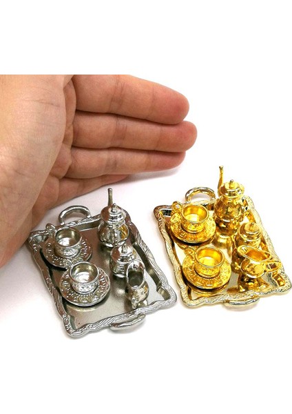 10 Adet/takım 1: 12 Dollhouse Mobilya Minyatür Yemek Gereçleri Metal Çay Bardağı Plaka Seti (Yurt Dışından) indirimleri