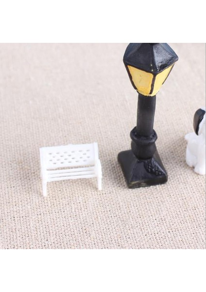 Mini Beyaz Bank Dollhouse Sandalyeler Moss Dekor Bahçe Mikro Peyzaj Aksesuarları (Yurt Dışından)