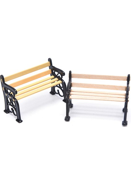 Dollhouse Park Ahşap Metal Bank Mobilya Oyuncaklar Peri Bahçe Mini Avlu Dekor (Yurt Dışından)