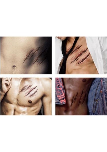 Lowsol Korku Gerçekçi Kanlı Yara Dikiş Yara Kabuğu Su Geçirmez Geçici Attoo Etiket Vücut Sanatı Çıkartmalar Cadılar Bayramı Masquerade Prank Makyaj Sahne RC2251 10.56CM (Yurt Dışından)