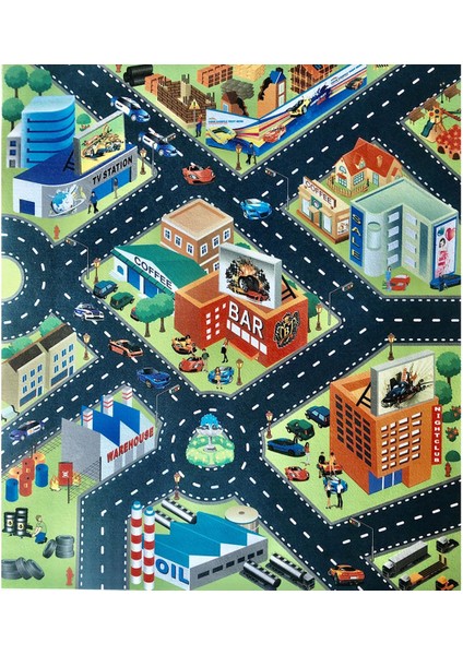 80X70CM Şehir Trafik Düzeni Dokunmamış Kumaş Bebek Halısı Emekleme Mat Oyun Halısı (Yurt Dışından)