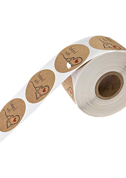Rulo 500 Adet Kraft Aşk Çıkartma Etiketleri Kalıcı Yapıştırıcı ile Pişmiş (Yurt Dışından)