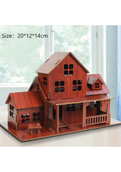 3D Ahşap Yapboz Yapboz Mimari Dıy Ev Villa Çocuk Erkek Kız Eğitici (Yurt Dışından)