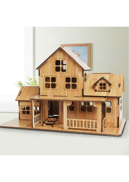 3D Ahşap Yapboz Yapboz Mimari Dıy Ev Villa Çocuk Erkek Kız Eğitici (Yurt Dışından)